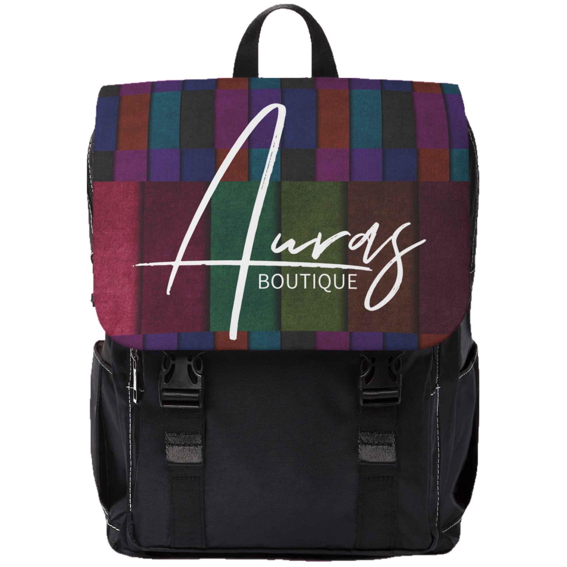 Auras branded casual backpack black