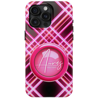 Auras iPhone case mockup image pink