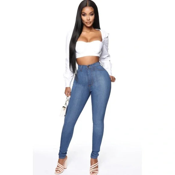 Full Front Bae Bleux High-Waisted Jeans Blue